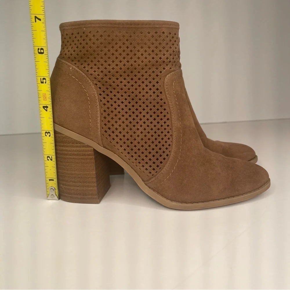 Universal Thread Crissy Bootie Brown Laser Cut Stacked Heel